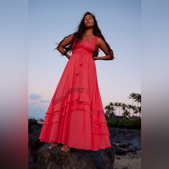 Free People | Dresses | Santa Maria Maxi Dress Color Watermelon Wedge ...